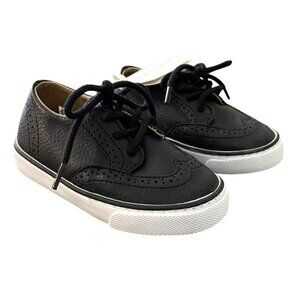 Janie And Jack Kids Black Leather Oxford Sneakers Size 6 Shoes NWT